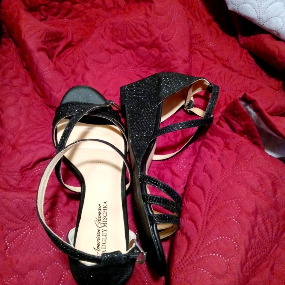 American Glamour Badgley Mischka wedge heels (never worn)